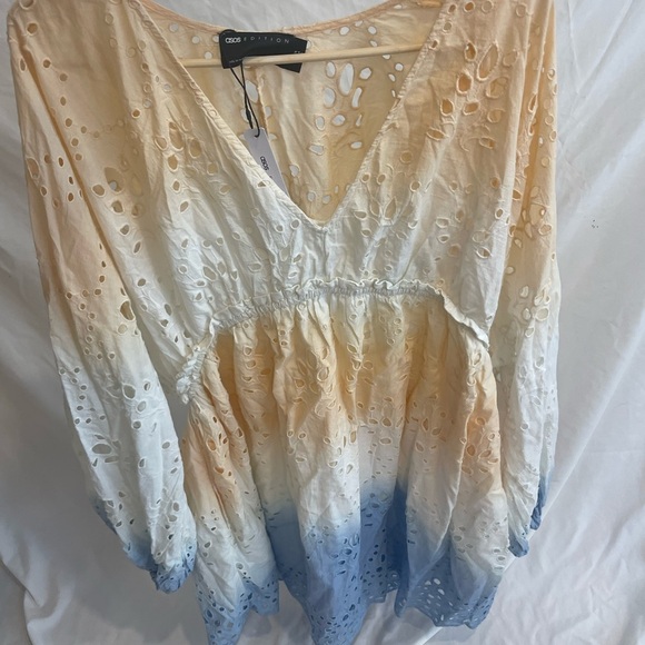 ASOS EDITION OMBRE MINI DRESS WITH GATHERED WAIST-MULTI Size 12 NWT - Picture 10 of 11